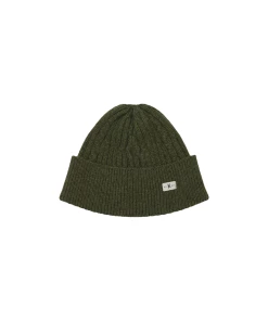 Cable Knit Wool Cap- Olive