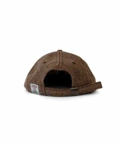 Harris Tweed Herringbone 6 Panel Cap- Cinnamon -Denim Elegant shop Cap HT Brown 4