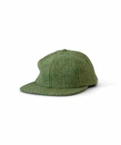 Harris Tweed Herringbone Wool 6 Panel Cap- Green