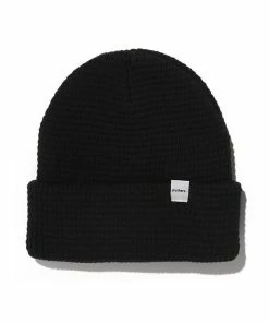 Organic Cotton Waffle Knit Beanie- Black