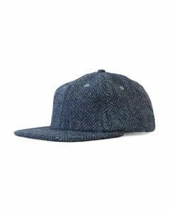 Harris Tweed Herringbone 6 Panel Cap- Navy