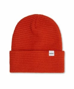 Organic Cotton Waffle Knit Beanie- Dark Orange