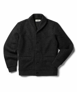 Weekend Cardigan- Charcoal Herringbone Wool